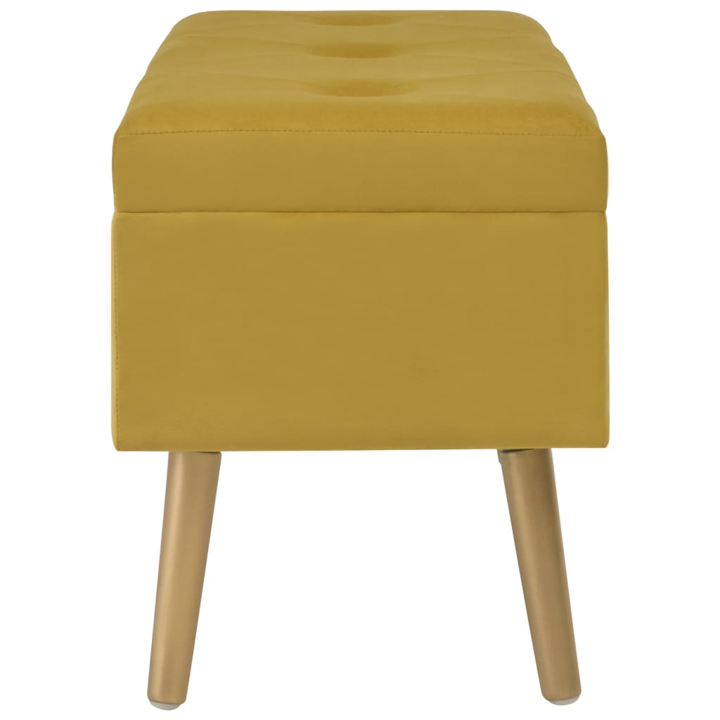 Banc avec compartiment de rangement 80cm Jaune moutarde Velours