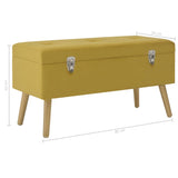 Banc avec compartiment de rangement 80cm Jaune moutarde Velours