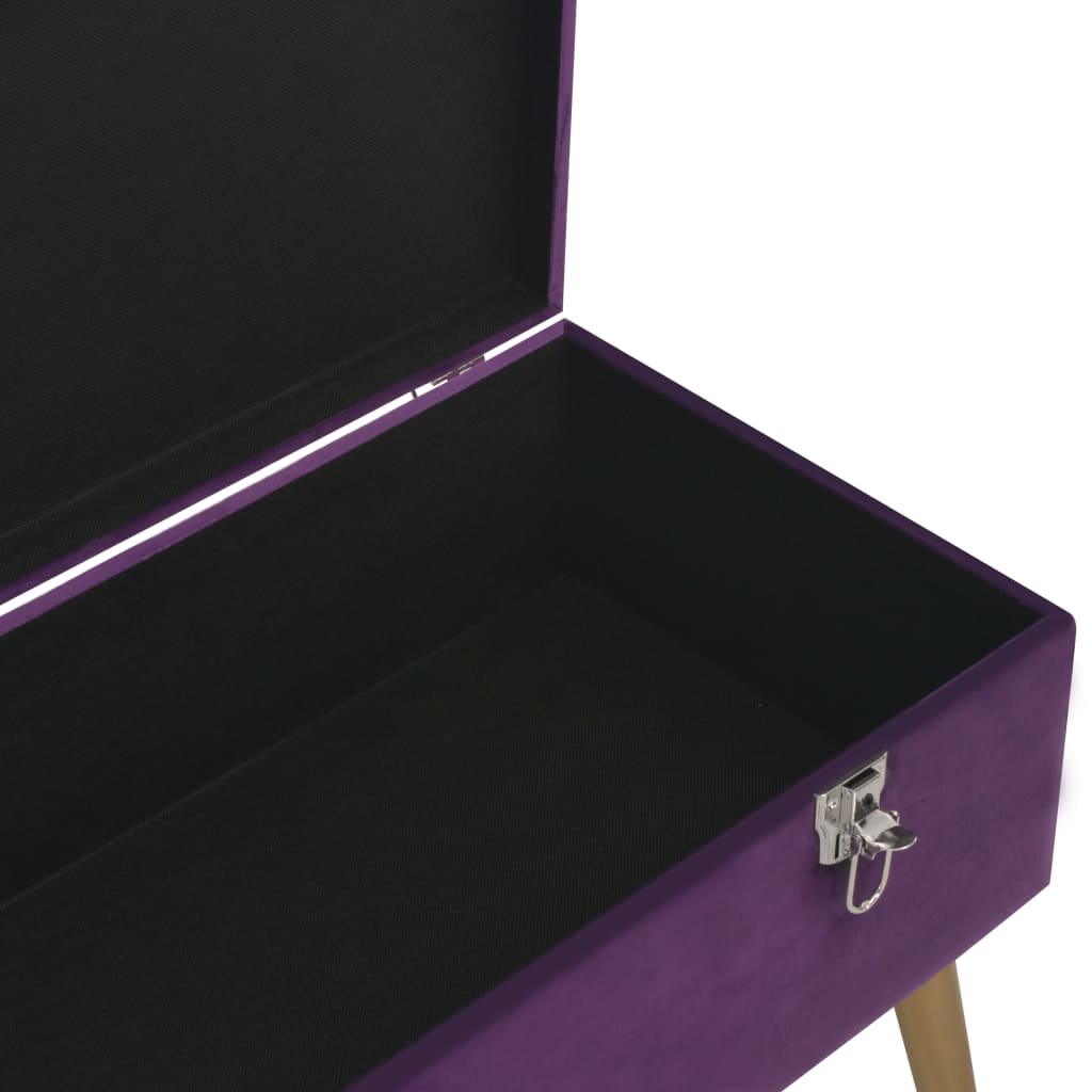 Banc avec compartiment de rangement 80 cm Violet Velours