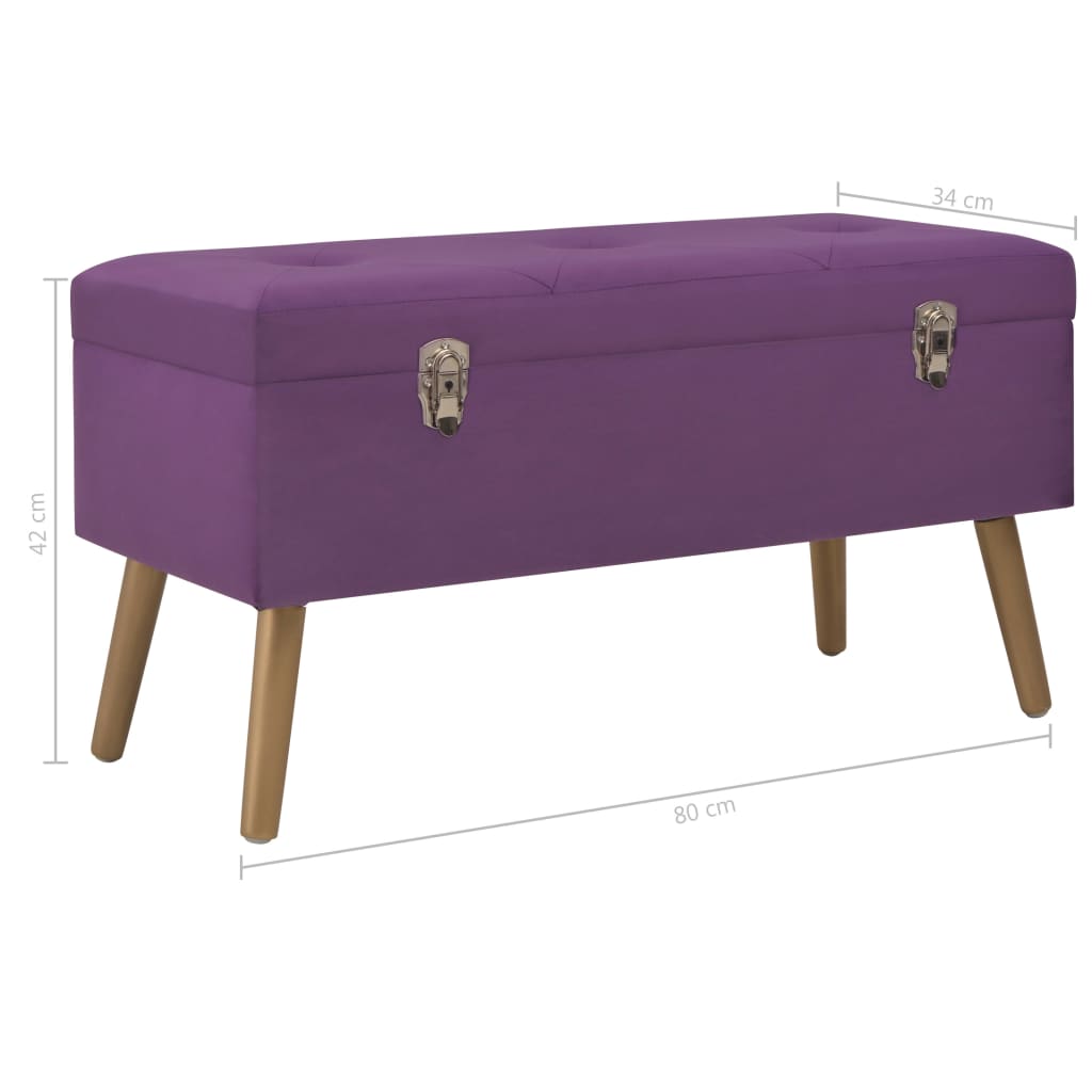 Banc avec compartiment de rangement 80 cm Violet Velours