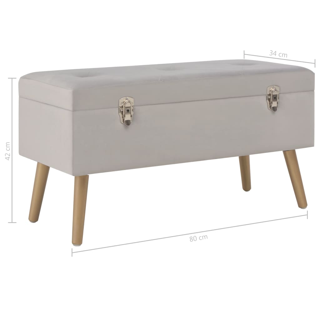 Banc avec compartiment de rangement 80 cm Gris Velours