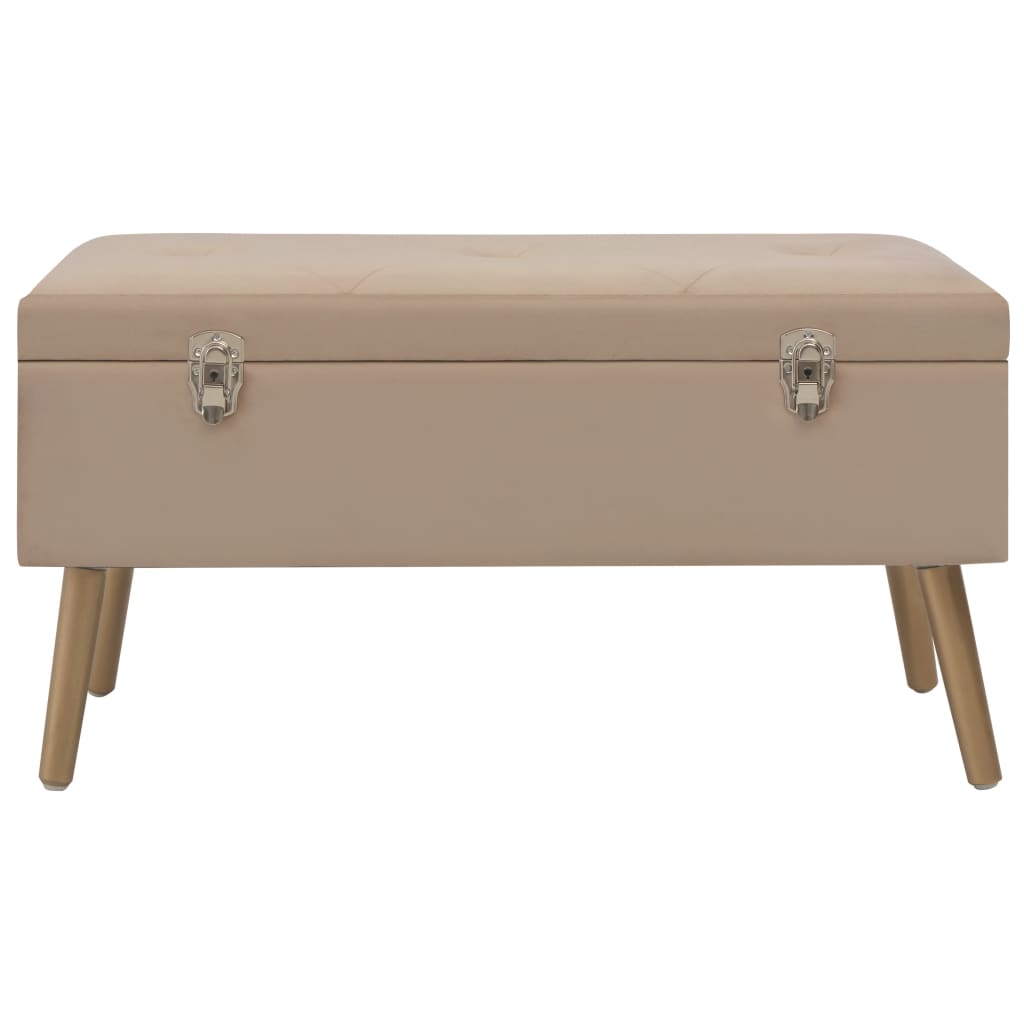 Banc avec compartiment de rangement 80 cm Beige Velours