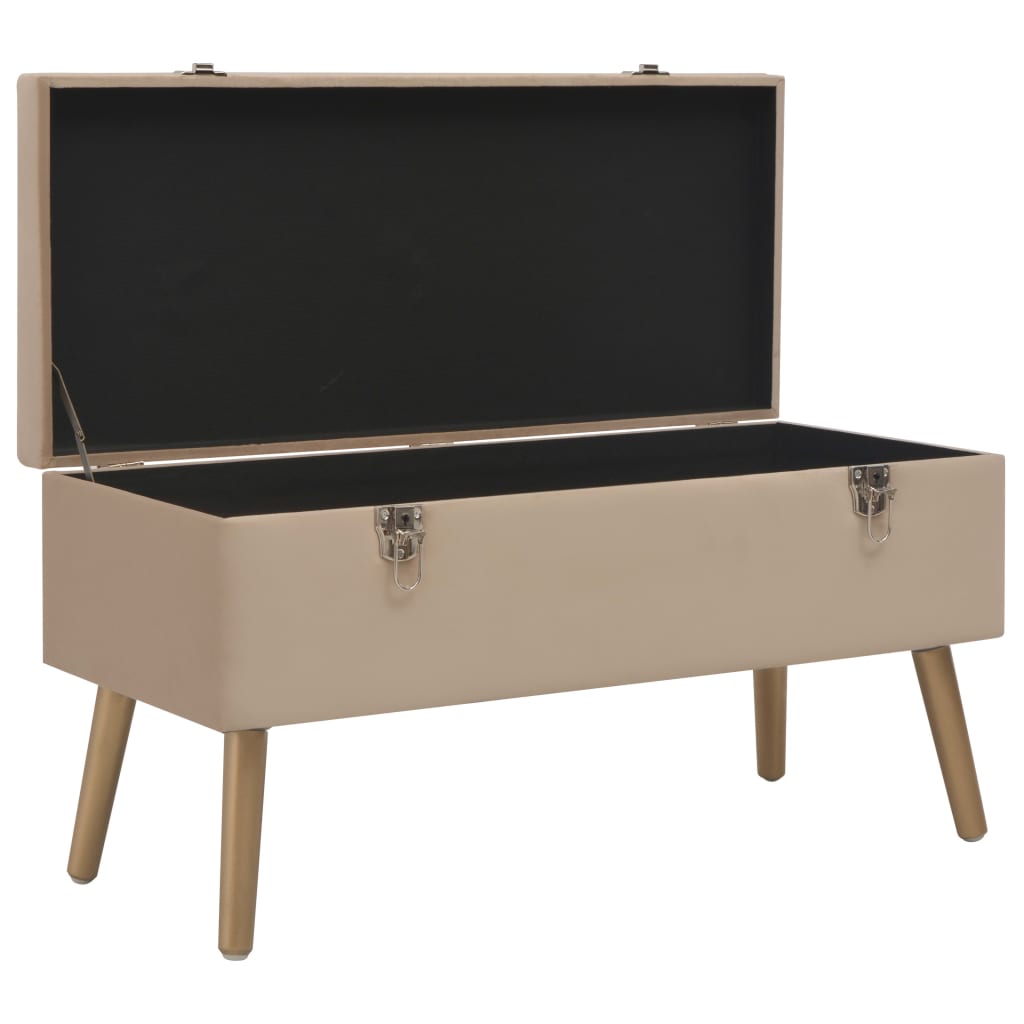 Banc avec compartiment de rangement 80 cm Beige Velours