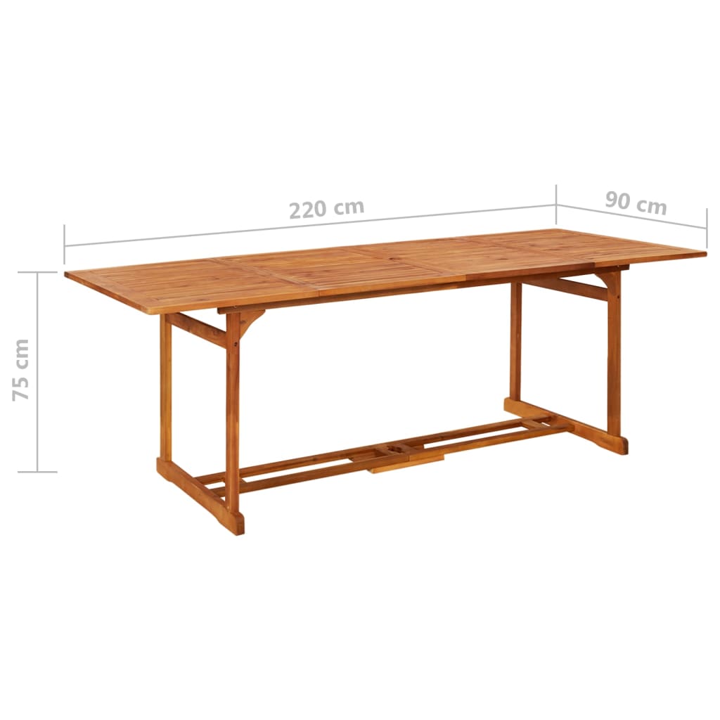 Table à dîner de jardin 220x90x75 cm Bois d'acacia massif