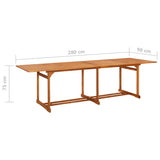 Table à dîner de jardin 280x90x75 cm Bois d'acacia massif