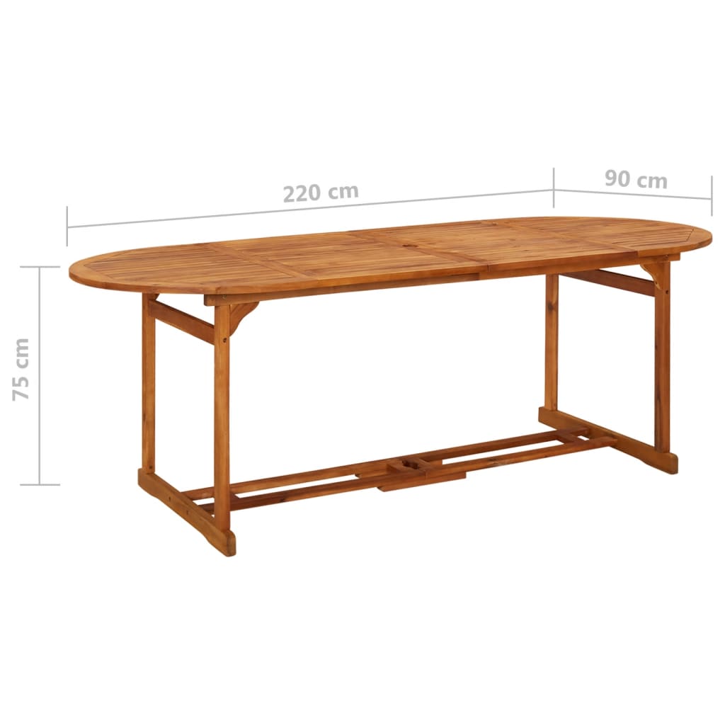 Table à dîner de jardin 220x90x75 cm Bois d'acacia massif