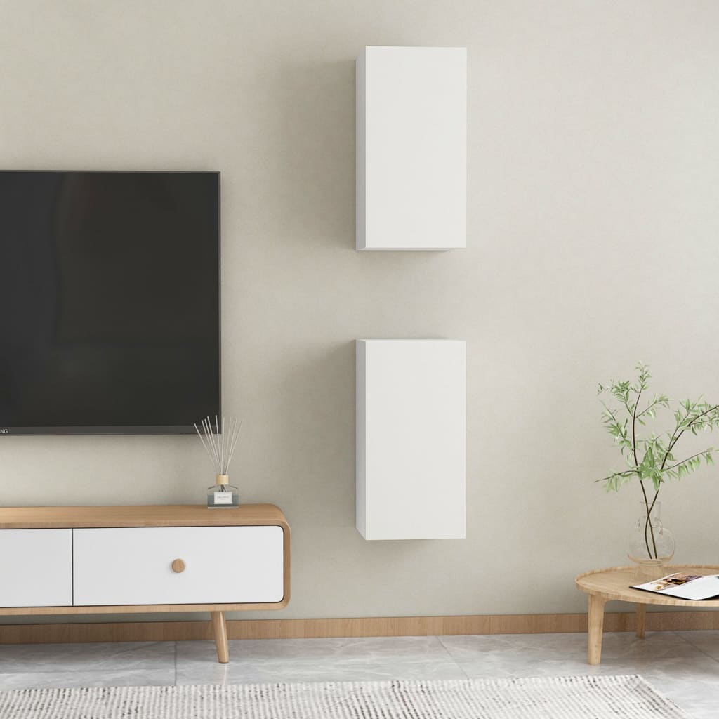 Meubles TV 2 pcs Blanc 30,5x30x60 cm Bois d’ingénierie