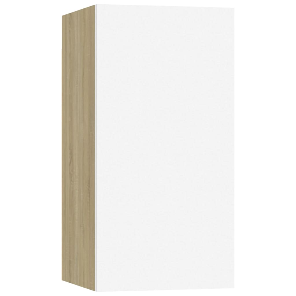 Meuble TV Blanc et chêne sonoma 30,5x30x60 cm Bois d’ingénierie