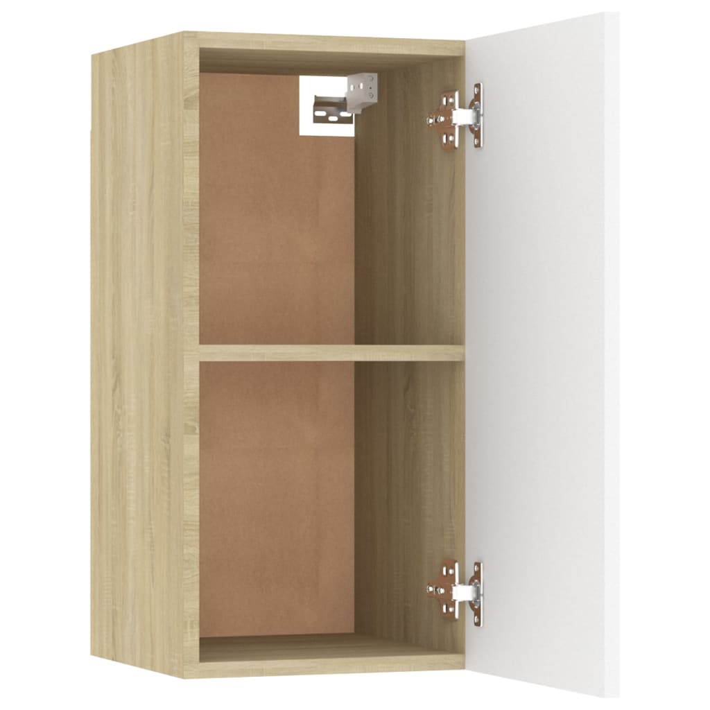 Meuble TV Blanc et chêne sonoma 30,5x30x60 cm Bois d’ingénierie