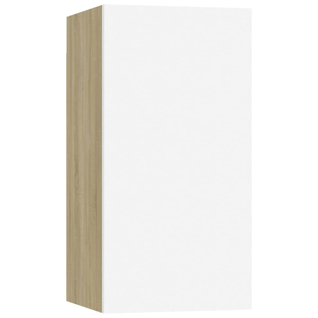 Meubles TV 2 pcs Blanc et chêne sonoma Bois d’ingénierie