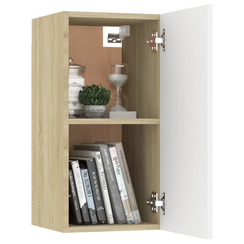 Meubles TV 2 pcs Blanc et chêne sonoma Bois d’ingénierie