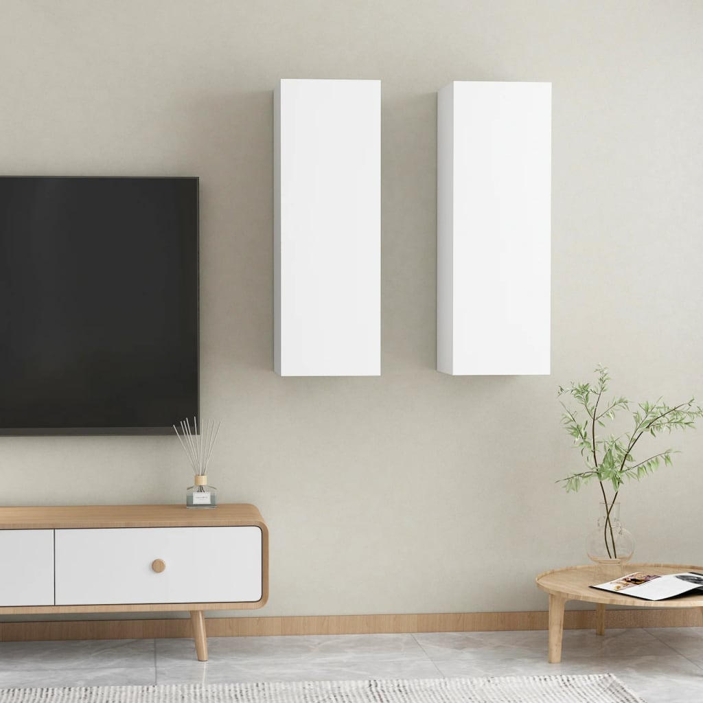 Meubles TV 2 pcs Blanc 30,5x30x90 cm Bois d’ingénierie