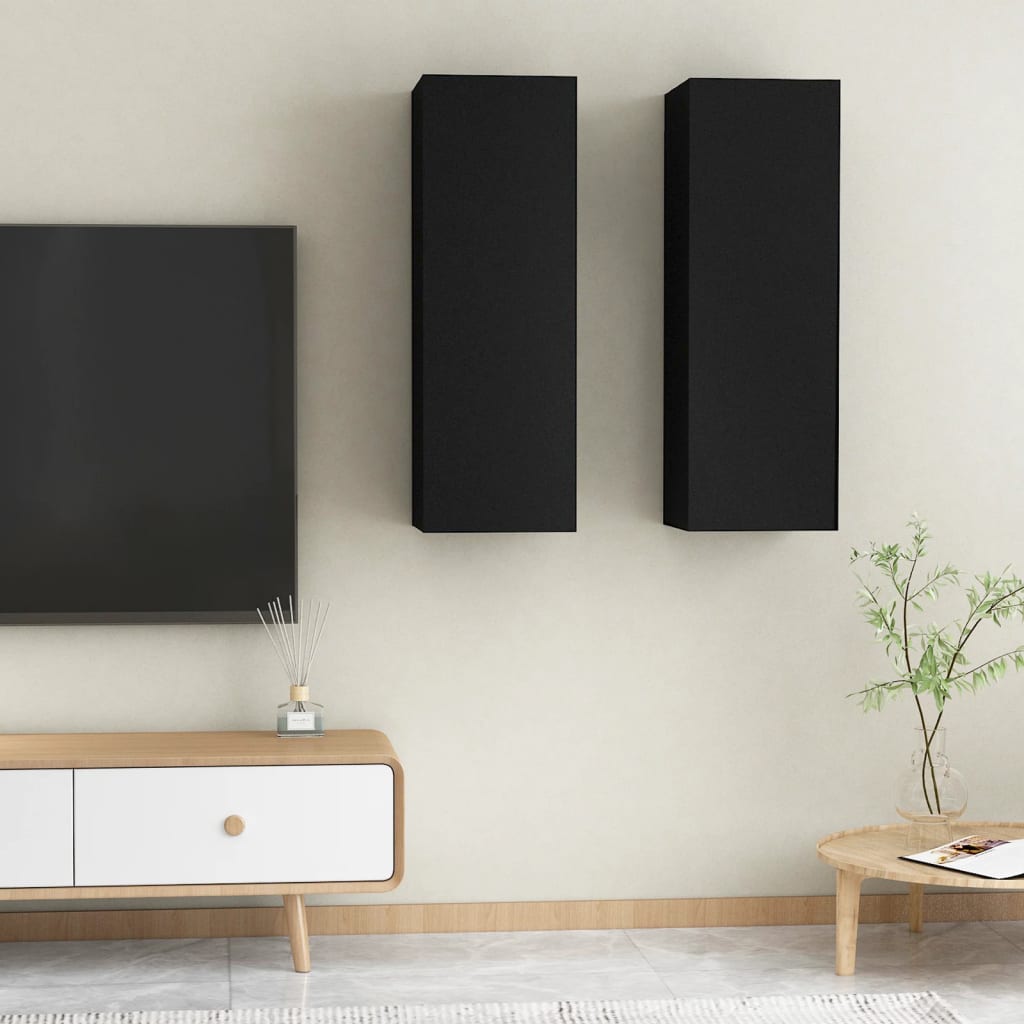 Meubles TV 2 pcs Noir 30,5x30x90 cm Bois d’ingénierie