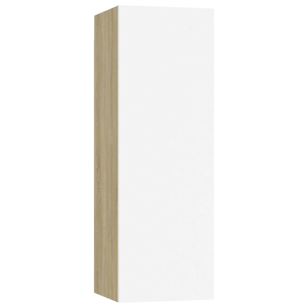 Meuble TV Blanc et chêne sonoma 30,5x30x90 cm Bois d’ingénierie