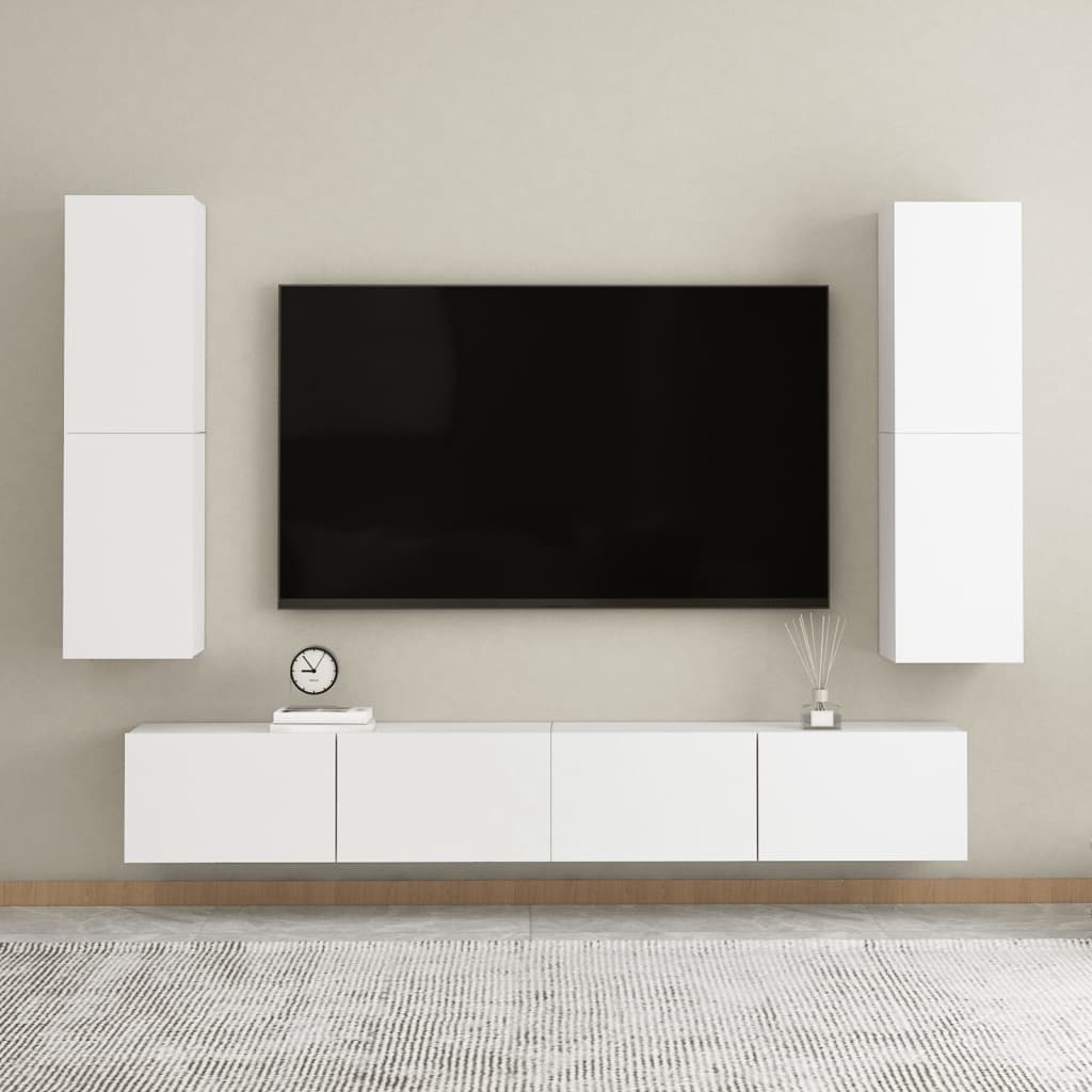 Meuble TV Blanc 30,5x30x110 cm Bois d’ingénierie