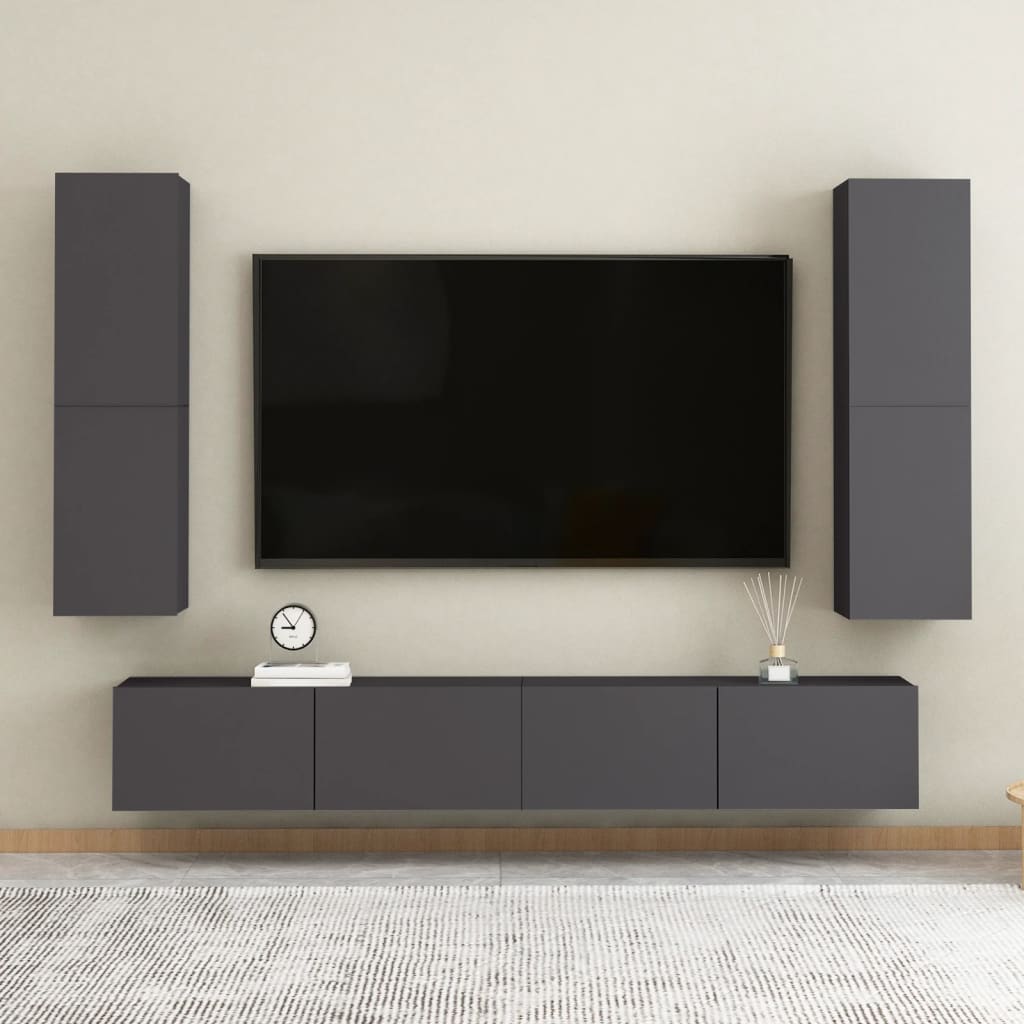 Meubles TV 2 pcs Gris 30,5x30x110 cm Bois d’ingénierie