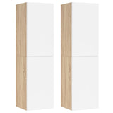 Meubles TV 2 pcs Blanc et chêne sonoma Bois d’ingénierie