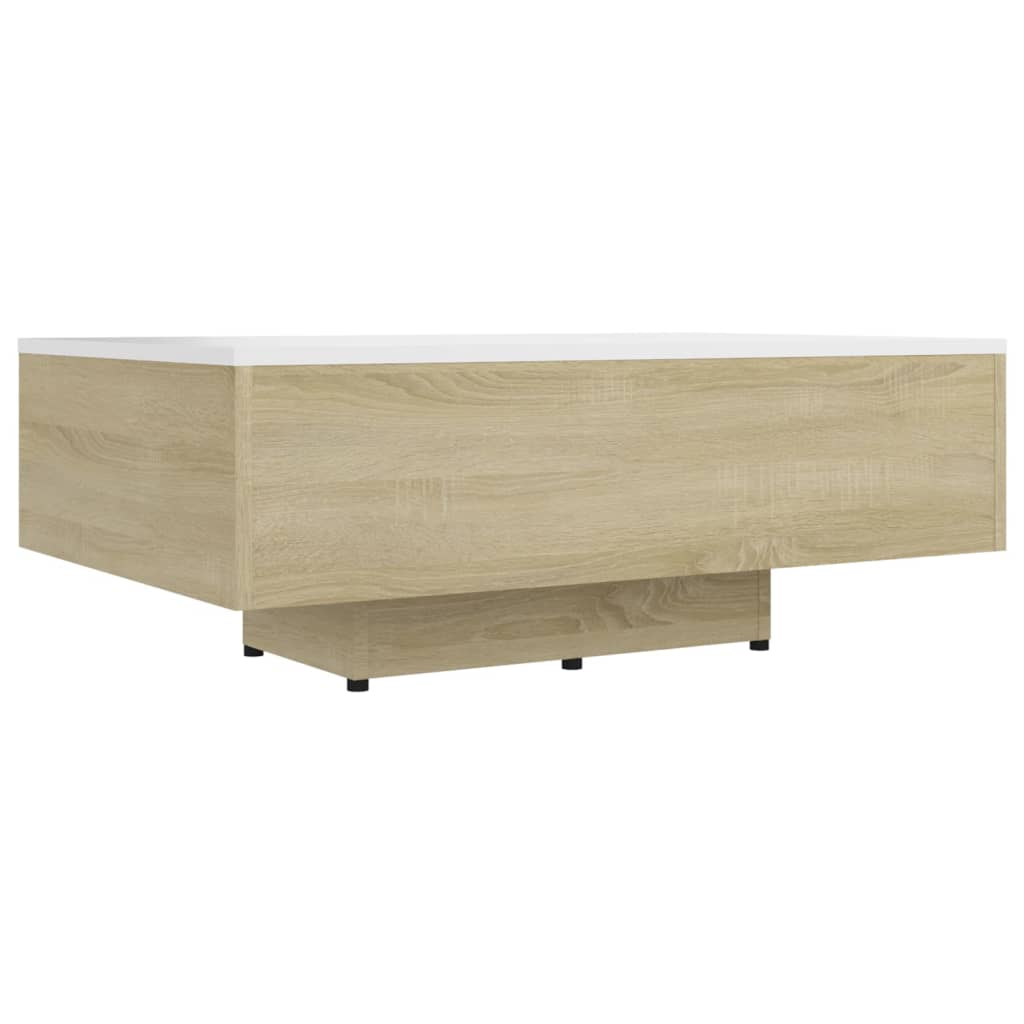 Table basse Blanc et chêne sonoma 85x55x31 cm Bois d'ingénierie