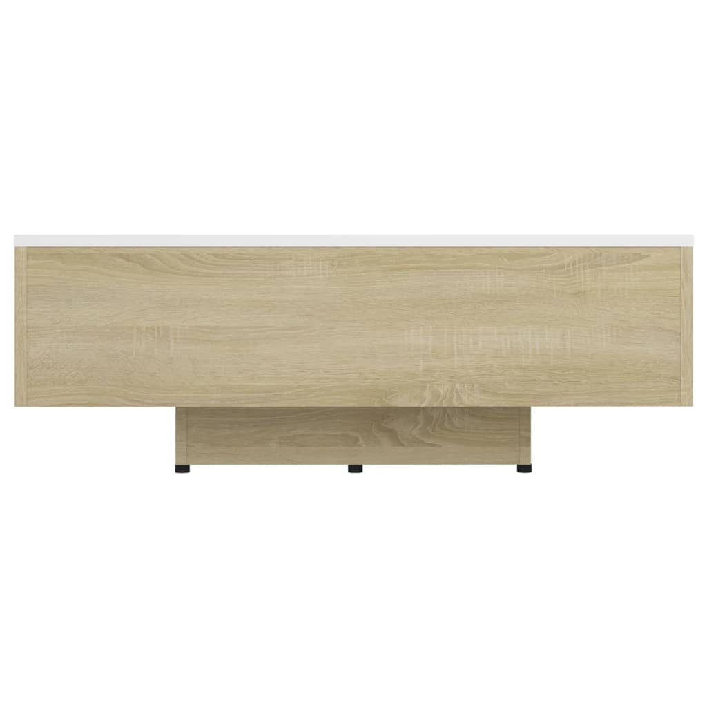 Table basse Blanc et chêne sonoma 85x55x31 cm Bois d'ingénierie