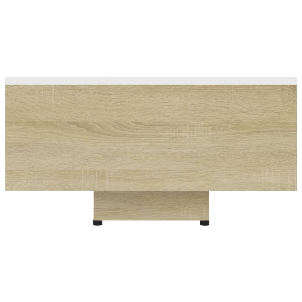 Table basse Blanc et chêne sonoma 85x55x31 cm Bois d'ingénierie