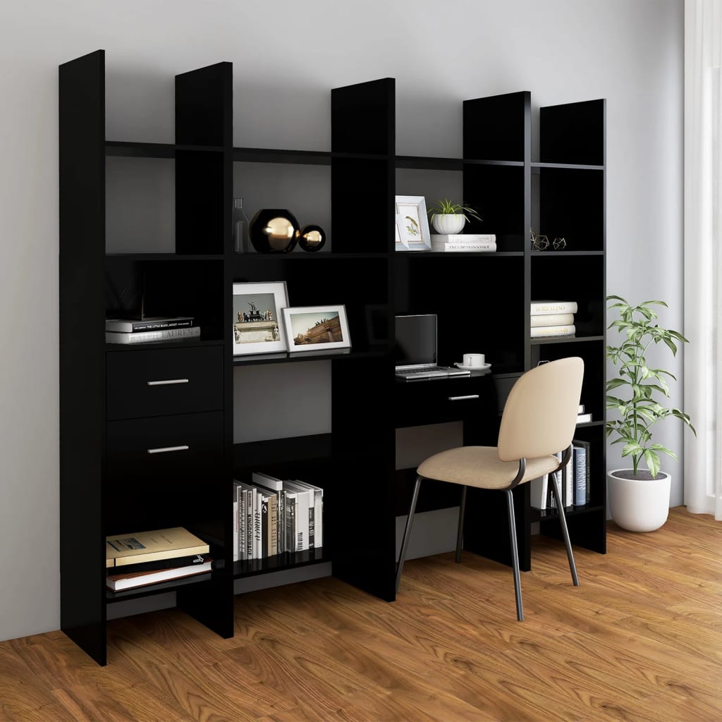 Black Bookcase 40x35x180 cm Engineered Wood