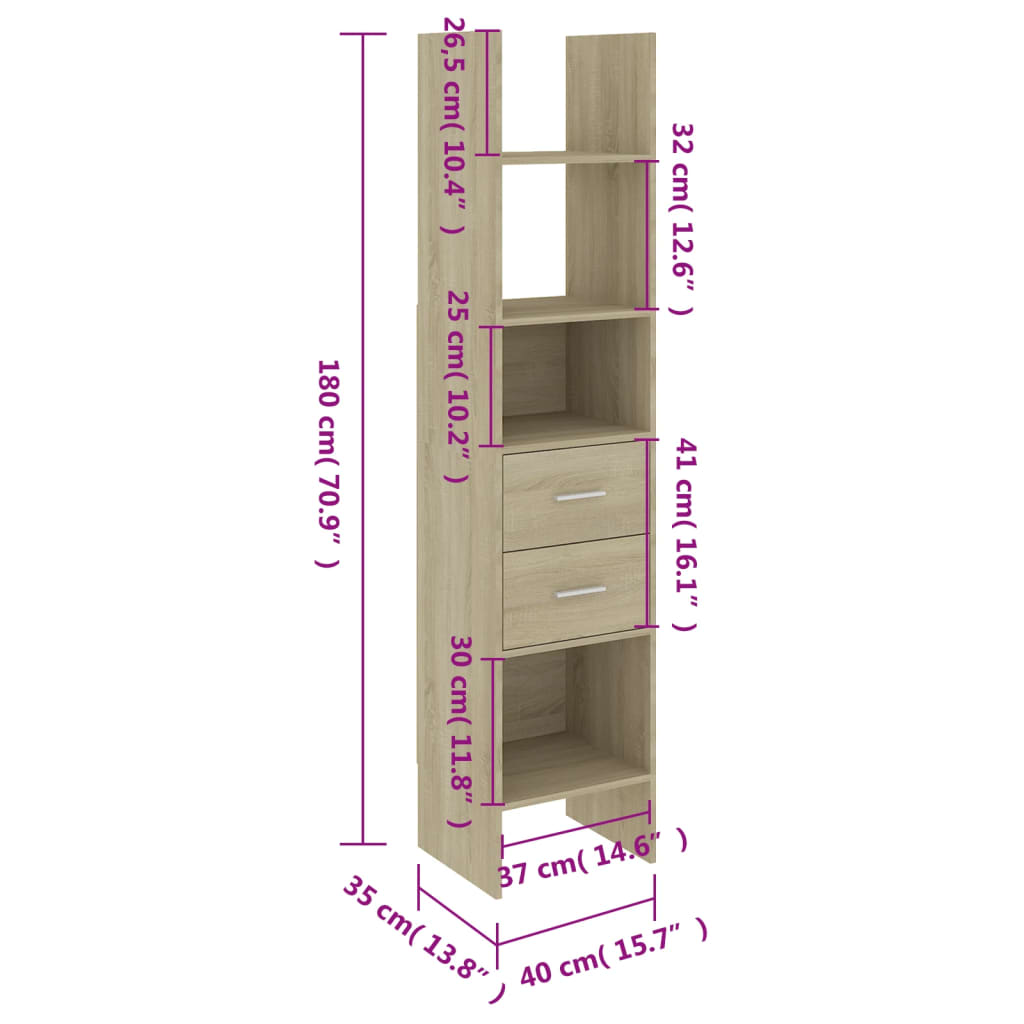 Bibliothèque Chêne sonoma 40x35x180 cm Bois d’ingénierie