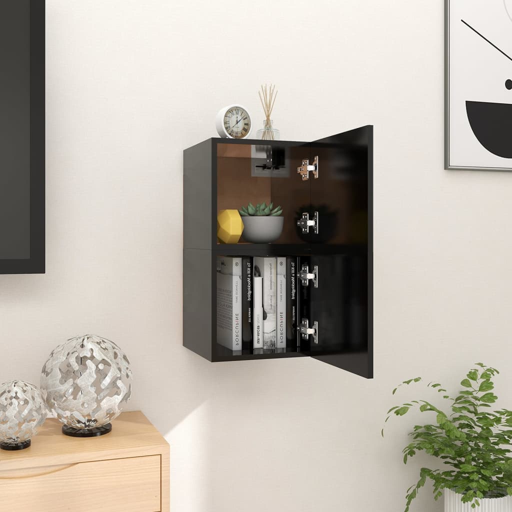 Wall mounted TV cabinets 2 pcs Black 30.5x30x30 cm