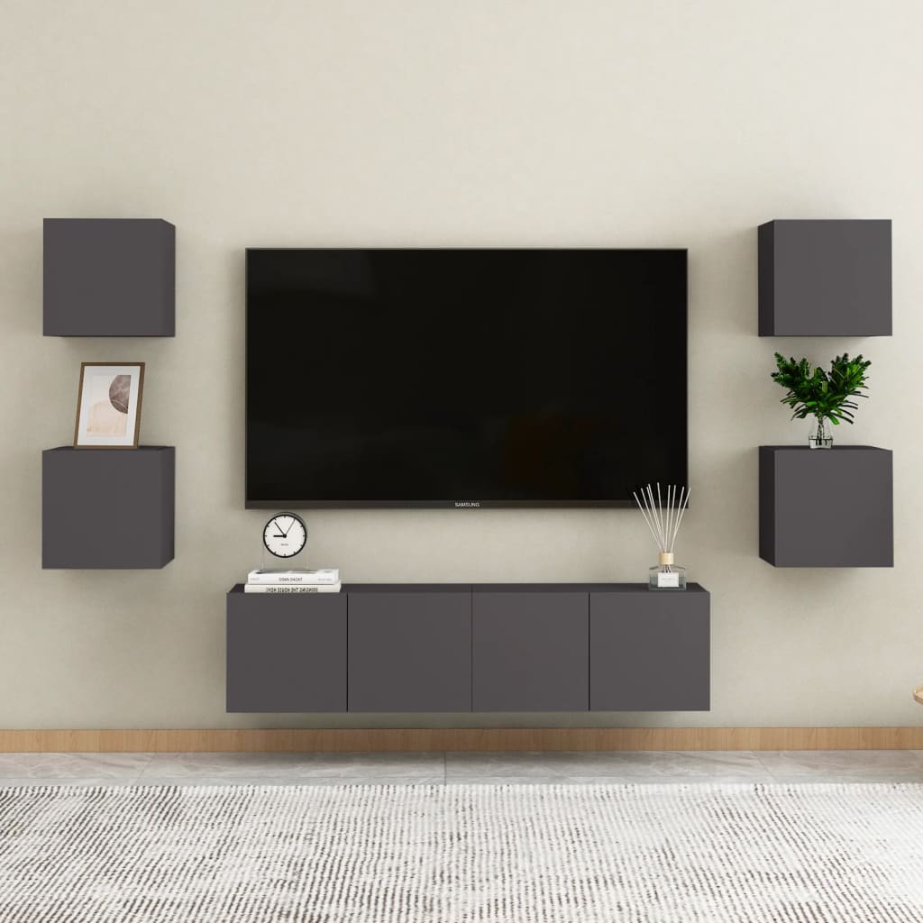 Meubles TV muraux 4 pcs Gris 30,5x30x30 cm