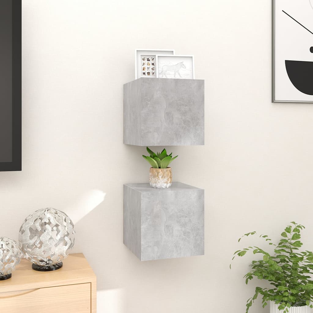 Meubles TV muraux 2 pcs Gris béton 30,5x30x30 cm