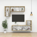 Wall Mounted TV Stand Sonoma Oak and White Engineered Wood