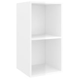 Wall mounted TV cabinet Glossy white 37x37x72 cm Engineered wood