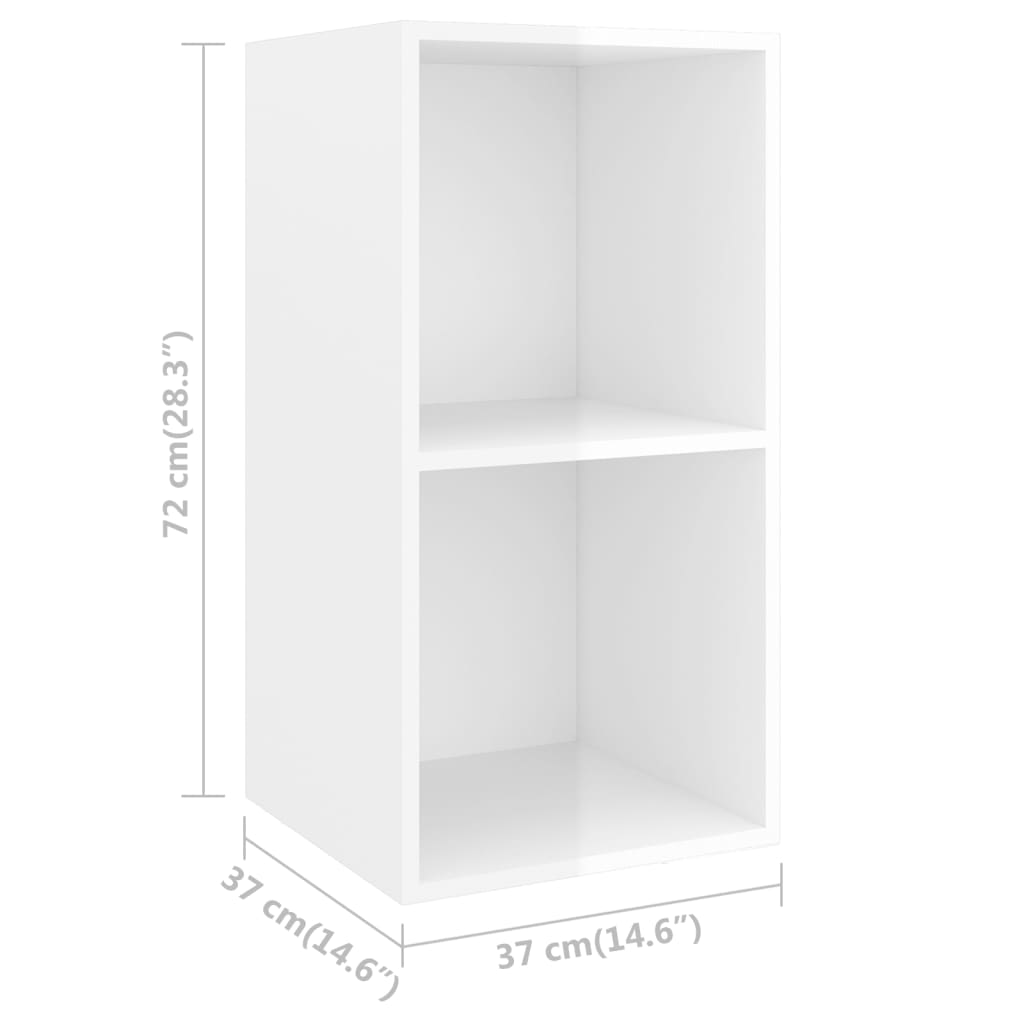 Wall mounted TV cabinet Glossy white 37x37x72 cm Engineered wood