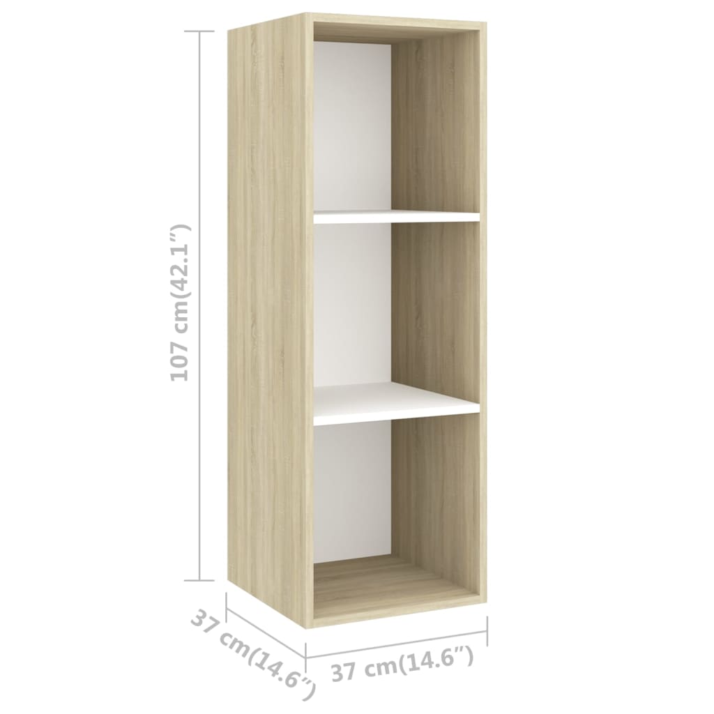 Meuble TV mural Blanc chêne sonoma 37x37x107 cm Bois ingénierie