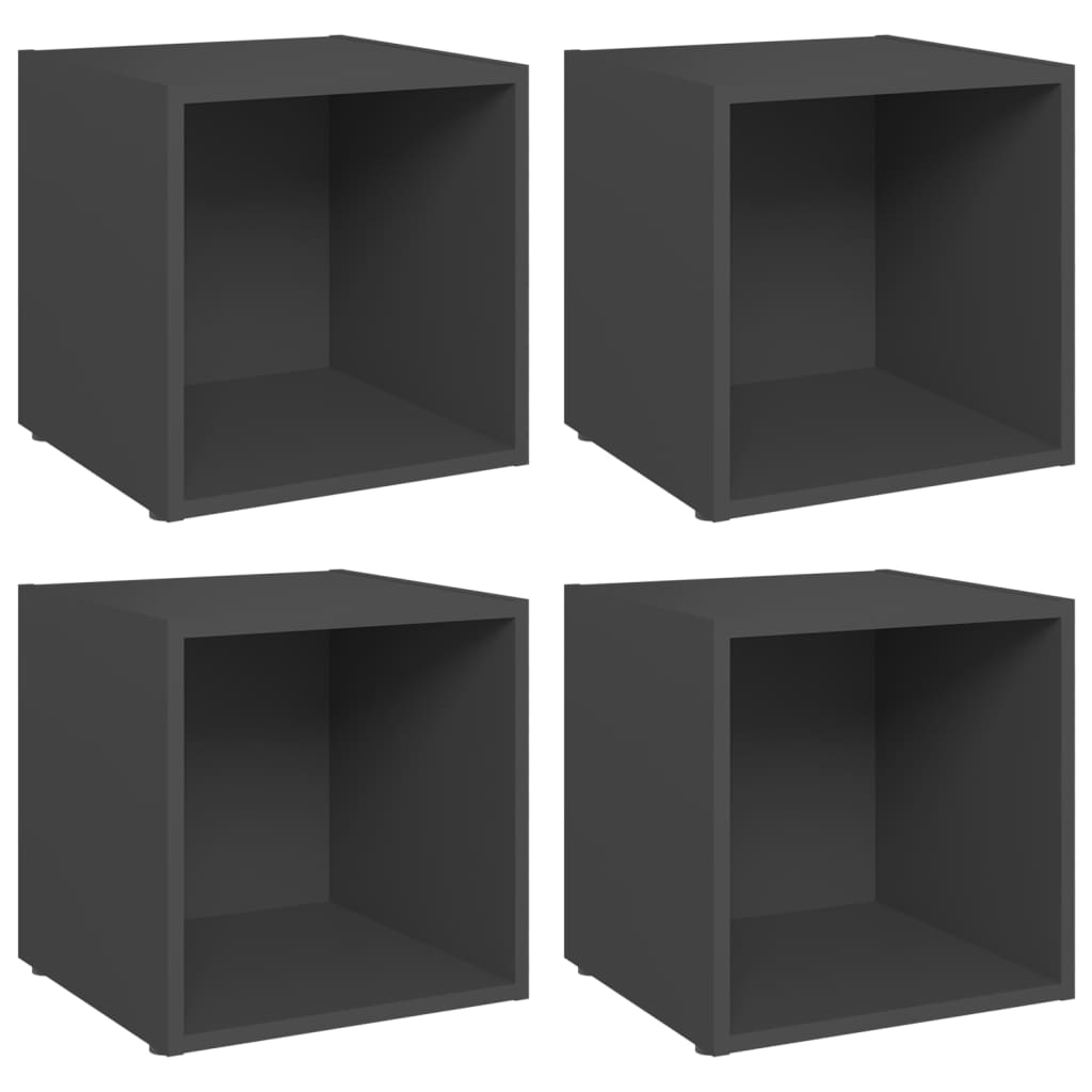 Meubles TV 4 pcs gris 37x35x37 cm bois d’ingénierie