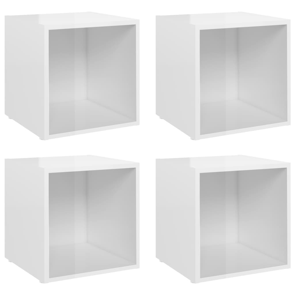 Meubles TV 4 pcs blanc brillant 37x35x37 cm bois d’ingénierie