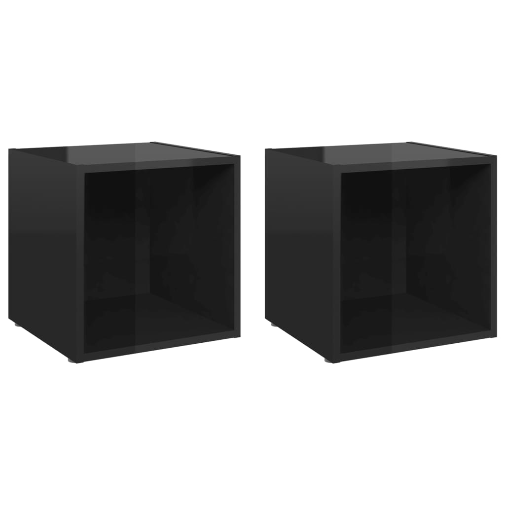 Meubles TV 2 pcs noir brillant 37x35x37 cm bois d’ingénierie