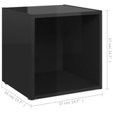 TV cabinet 2 pcs black glossy 37x35x37 cm engineered wood