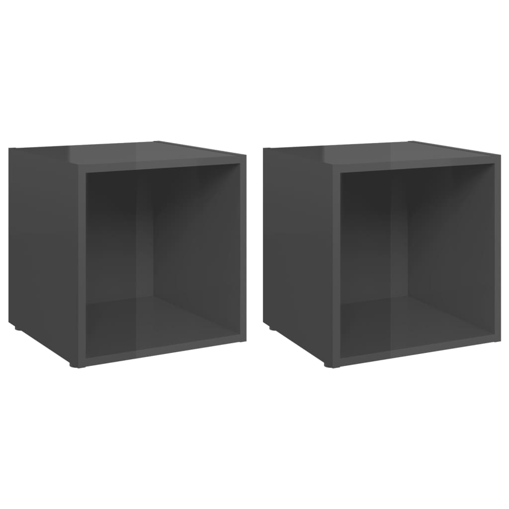 Meubles TV 2 pcs gris brillant 37x35x37 cm bois d’ingénierie