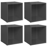 TV cabinet 4 pcs high gloss grey 37x35x37 cm engineered wood