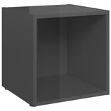 TV cabinet 4 pcs high gloss grey 37x35x37 cm engineered wood