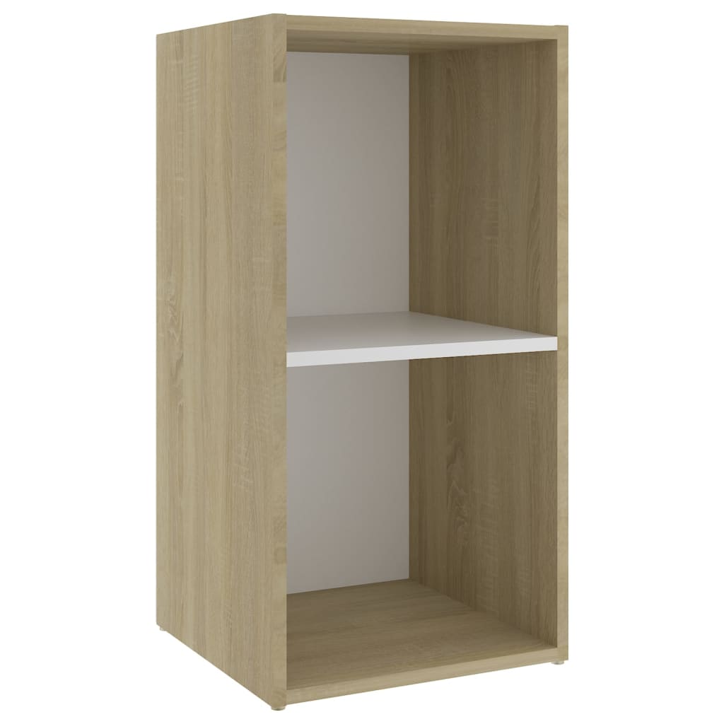 Meuble TV blanc et chêne sonoma 72x35x36,5 cm bois d’ingénierie