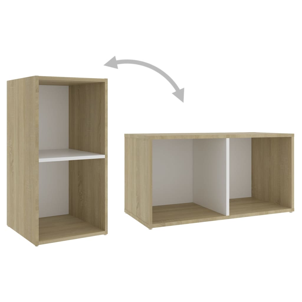 Meuble TV blanc et chêne sonoma 72x35x36,5 cm bois d’ingénierie