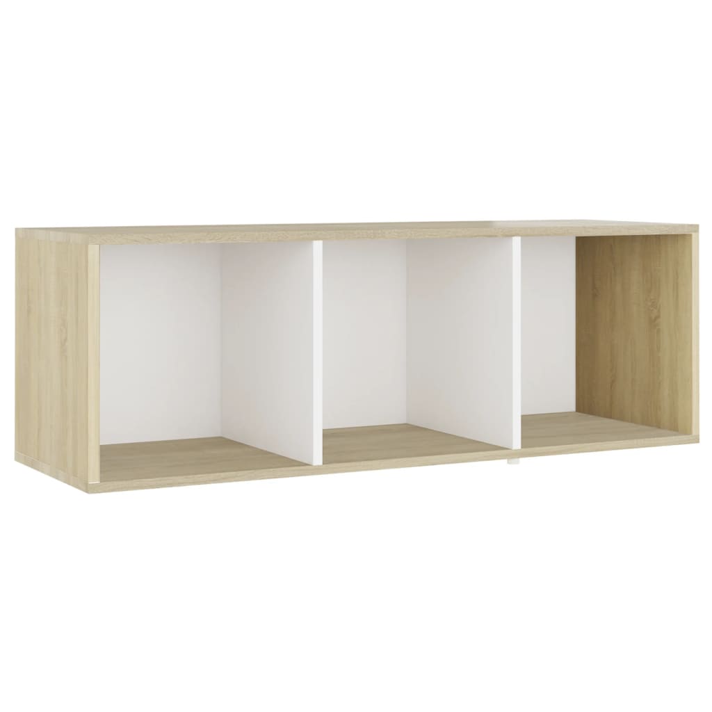 Meuble TV blanc et chêne sonoma 107x35x37 cm bois d’ingénierie