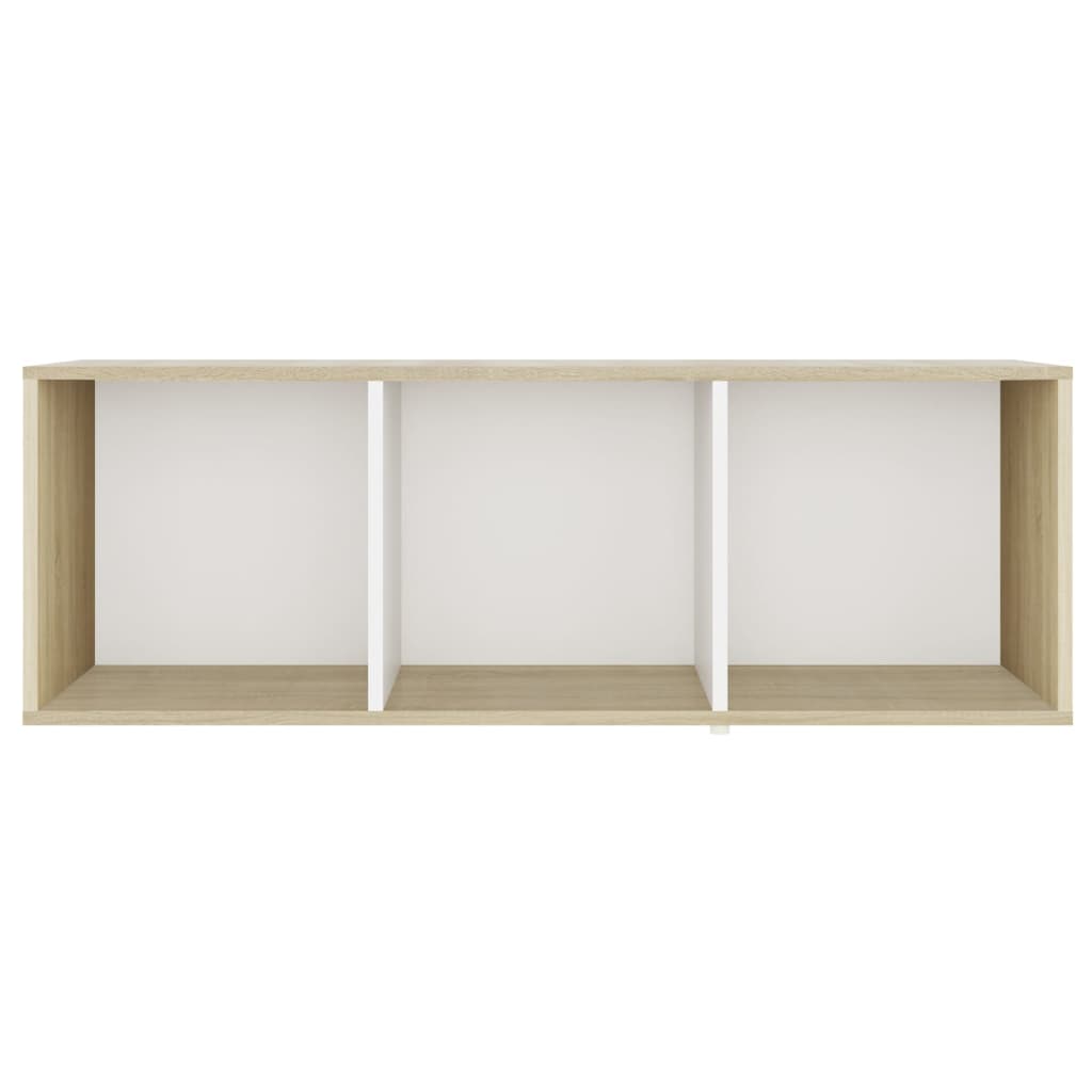 Meuble TV blanc et chêne sonoma 107x35x37 cm bois d’ingénierie