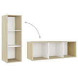 Meuble TV blanc et chêne sonoma 107x35x37 cm bois d’ingénierie