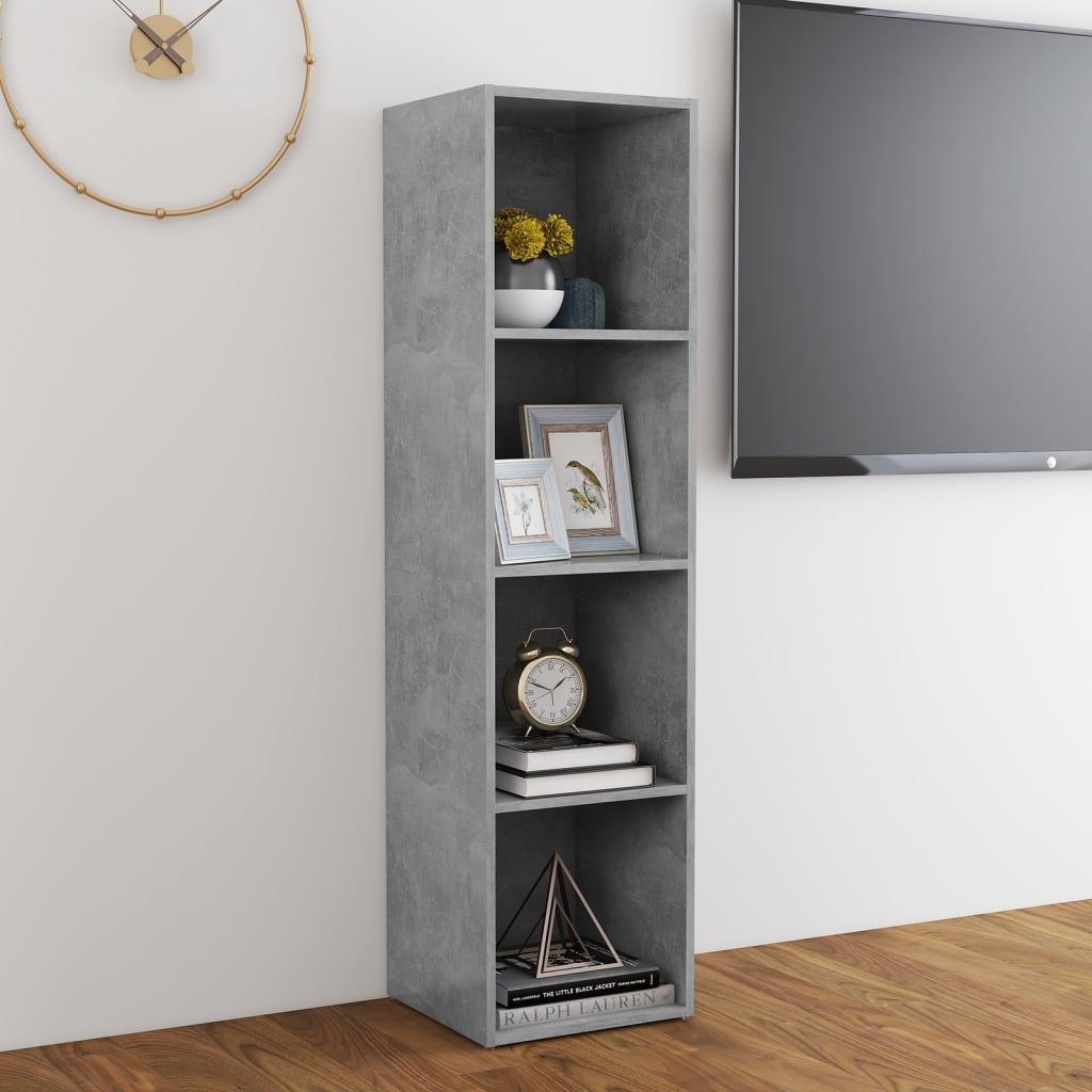 Meuble TV gris béton 142,5x35x36,5 cm bois d’ingénierie