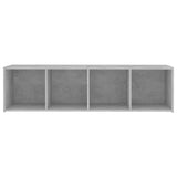 Meuble TV gris béton 142,5x35x36,5 cm bois d’ingénierie