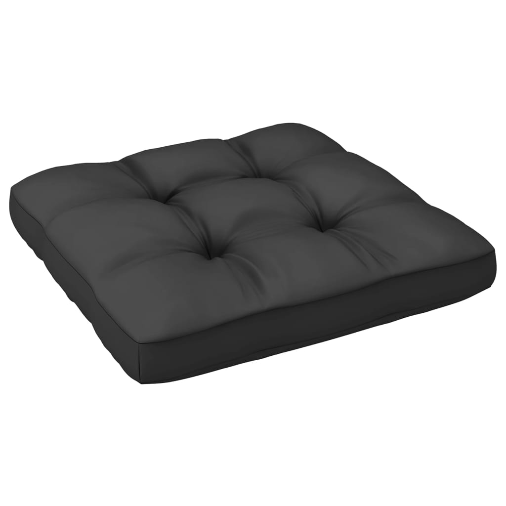 Repose-pied de jardin avec coussin Noir Bois de pin massif