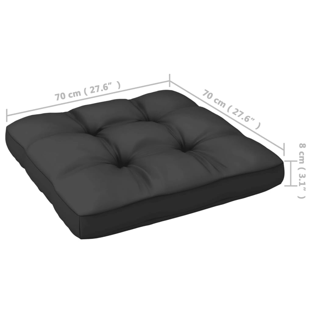 Repose-pied de jardin avec coussin Noir Bois de pin massif