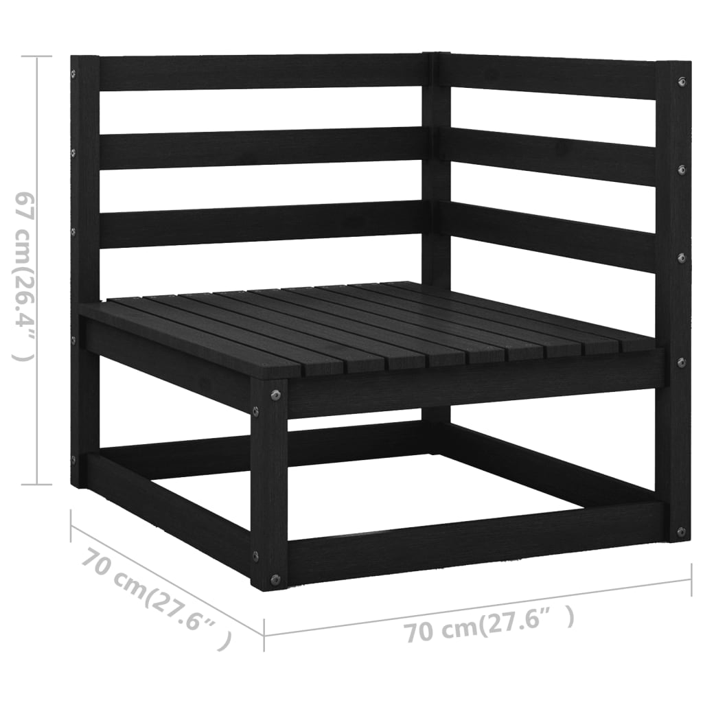 2-Sitzer-Gartensofa mit Kissen Schwarz Massives Kiefernholz